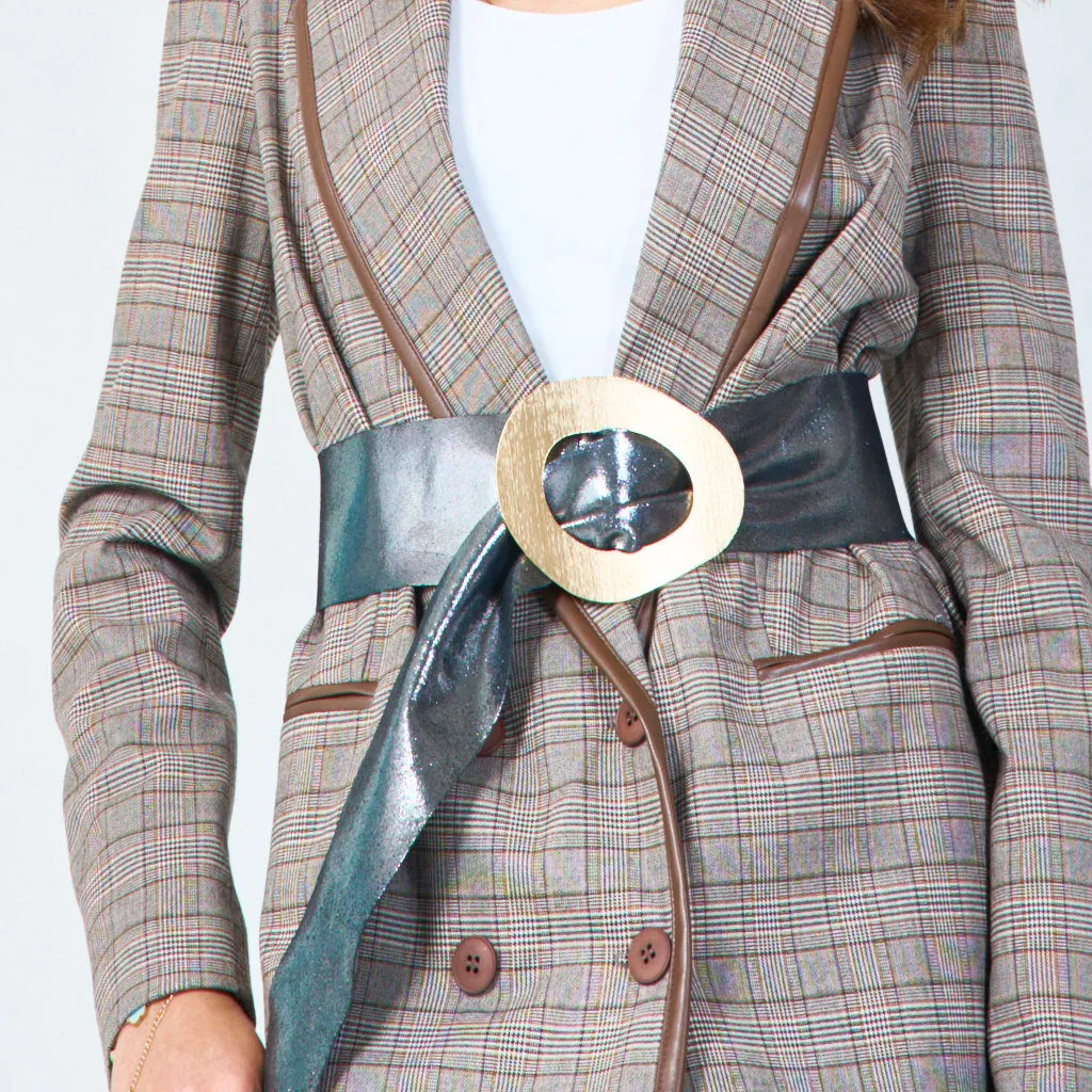 Wide statement belt with oval buckle wholesale