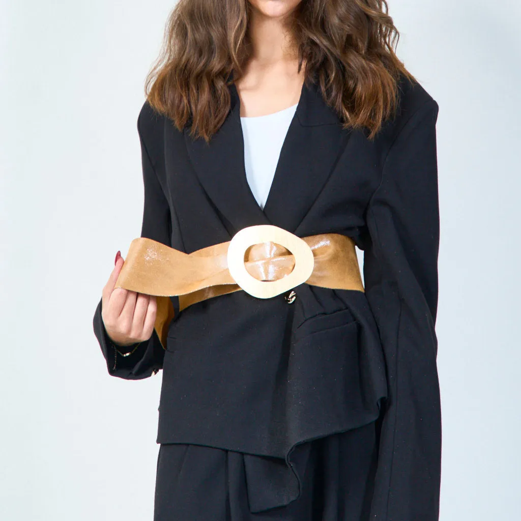 Wide statement belt with oval buckle wholesale