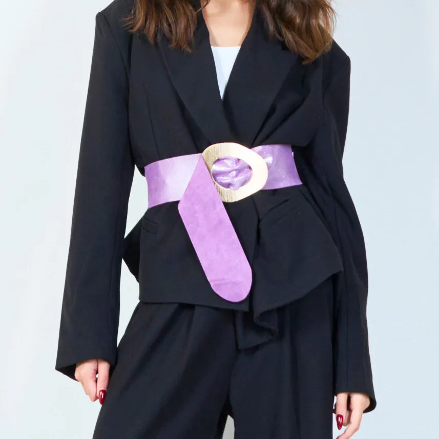 Wide statement belt with oval buckle wholesale