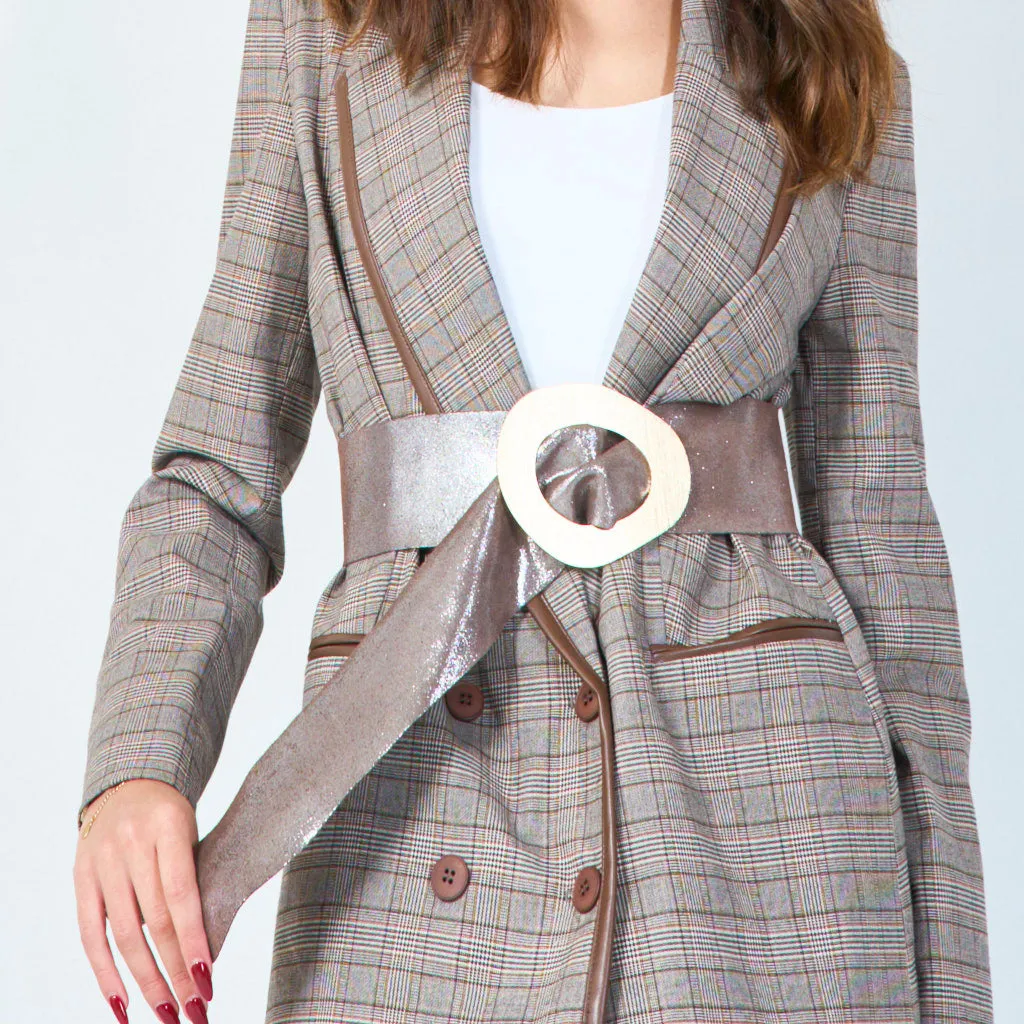 Wide statement belt with oval buckle wholesale