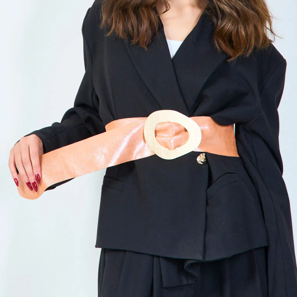 Wide statement belt with oval buckle wholesale