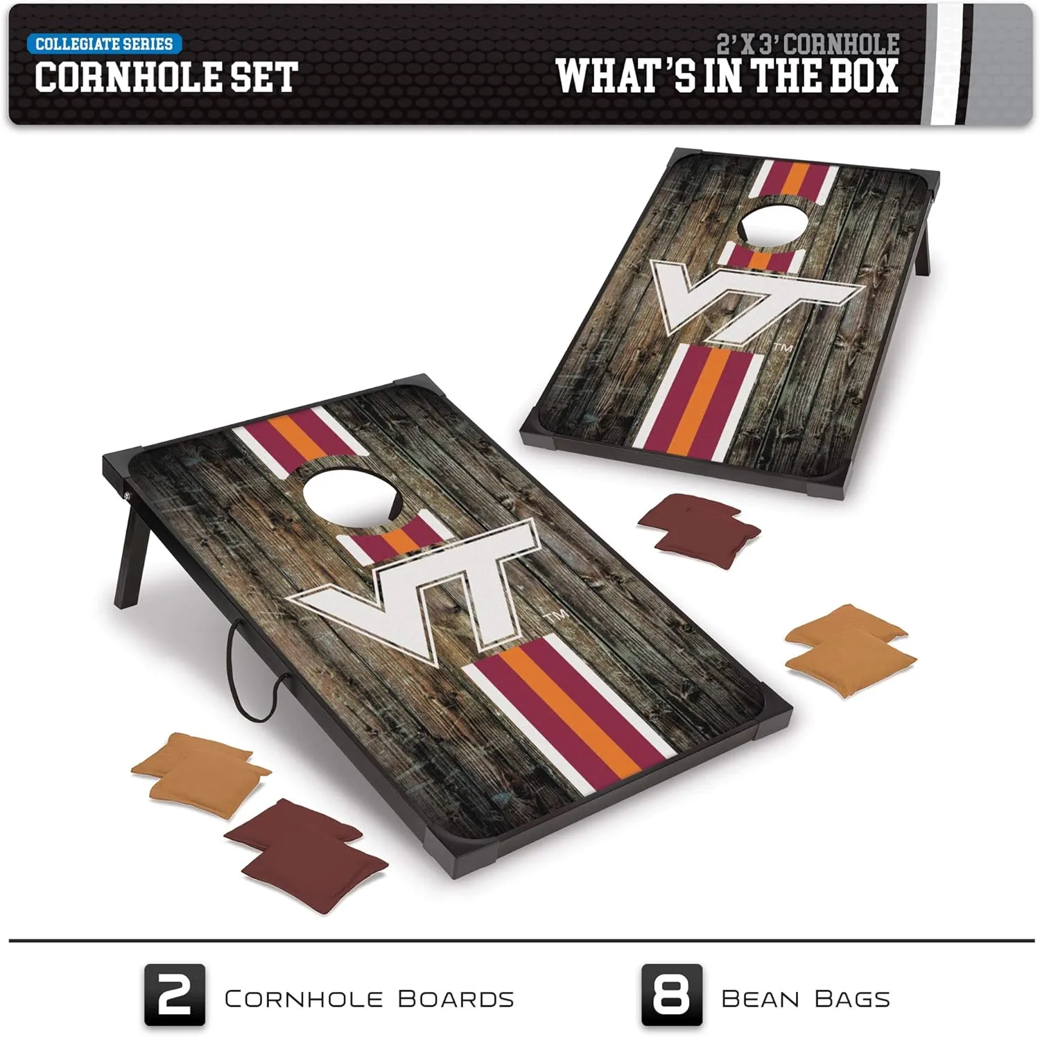 Wild Sports NCAA 2' x 3' MDF Deluxe Cornhole Set - with Corners and Aprons