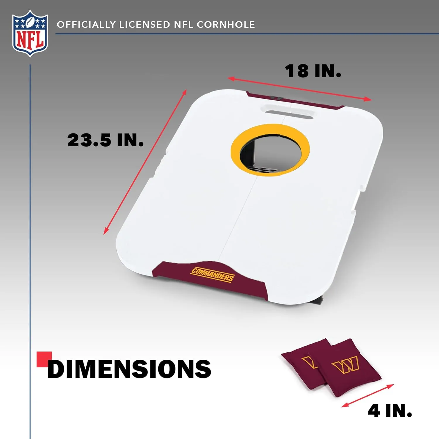 Wild Sports NFL Pro Football All-Weather Cornhole Set - Travel Bean Bag Toss Set Includes 8 Bean Bags