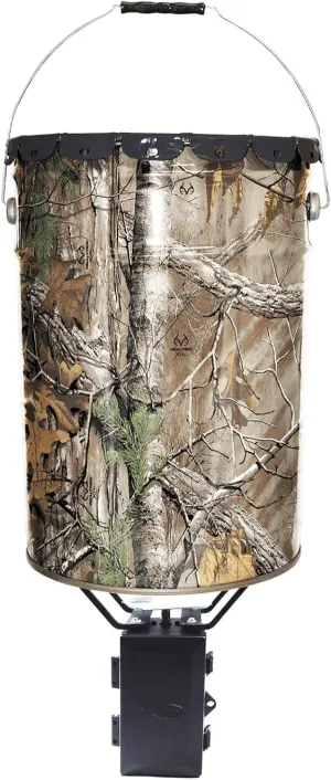 WILDGAME INNOVATIONS Quick-Set 50 lb Bucket Feeder with PCell Timer Hanging Game Feeder for Corn & Pellet Feed with 1-2 Available Feed Times & 30 ft Radius