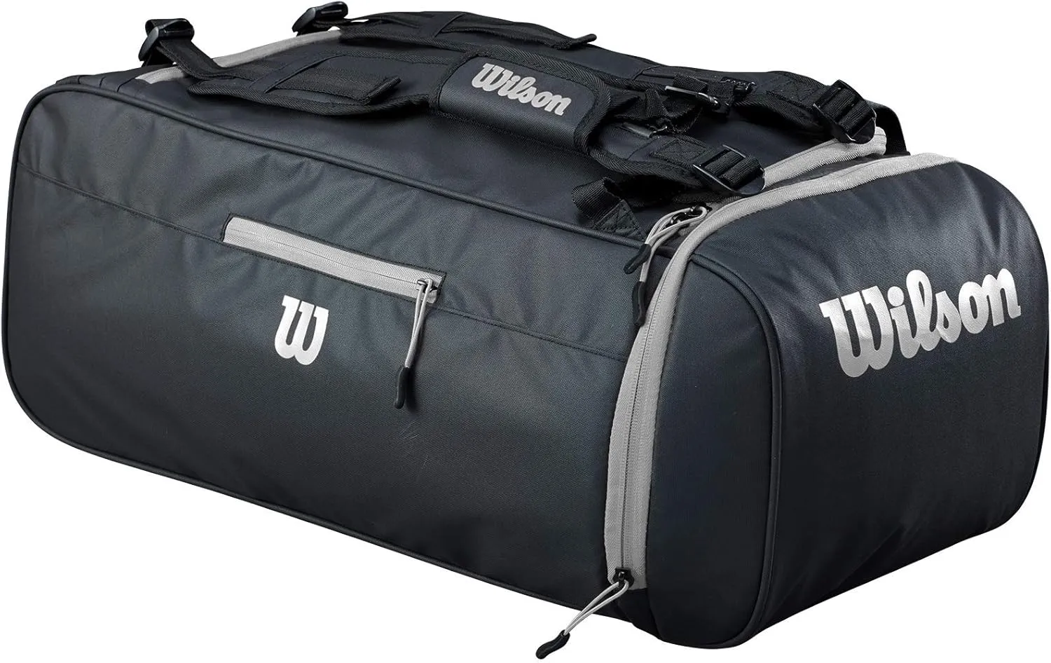 Wilson Sport Duffle Bag - Black/Silver, Holds Soccer Balls and Volleyballs