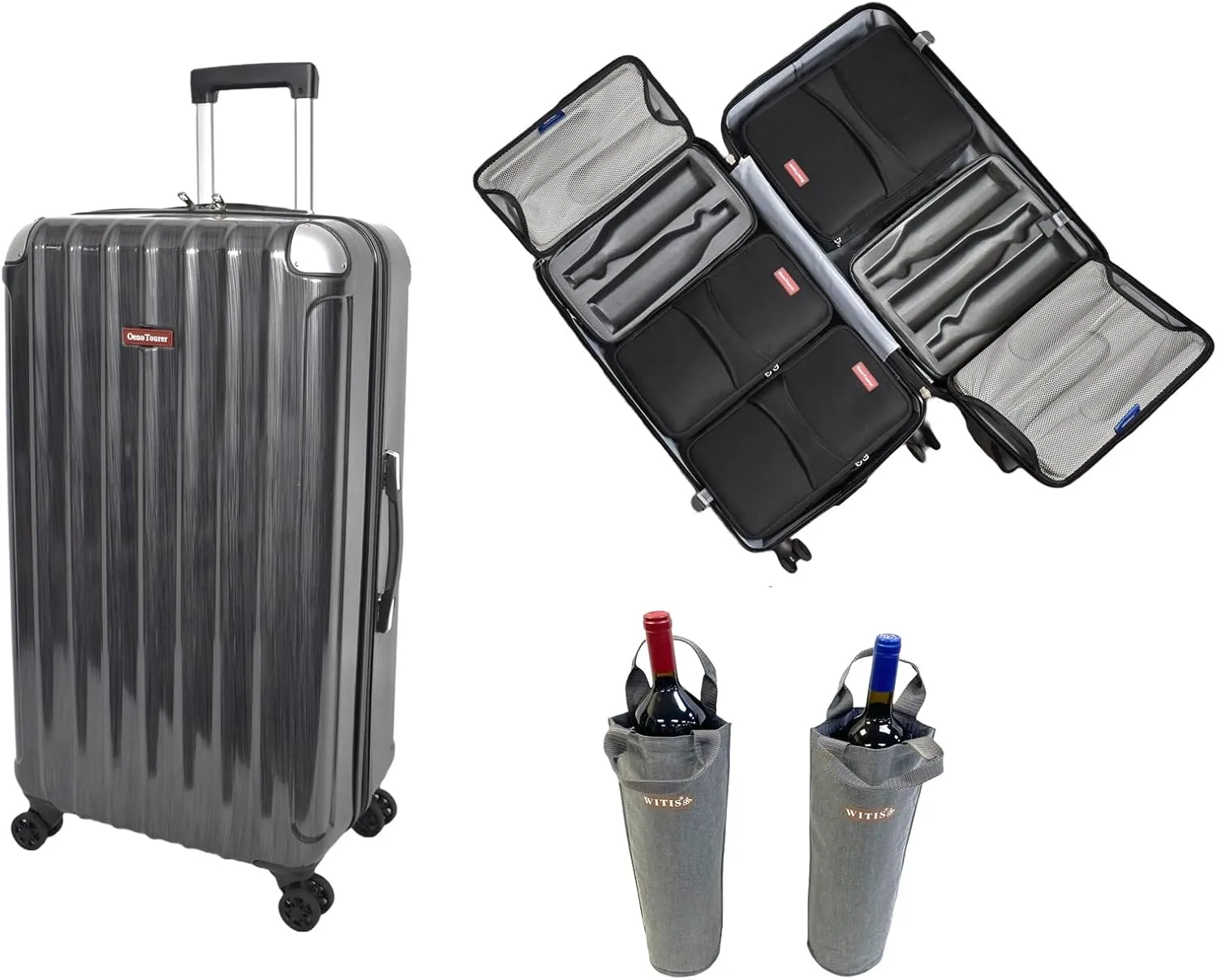 Wine Suitcase for Airplanes 12 Bottle,Wine Suitcase with TSA Lock,Insulated Insert Bag with Ice Pack Pocket,Luggage for Airplane Travel for Lover Professional Gift (Grey)