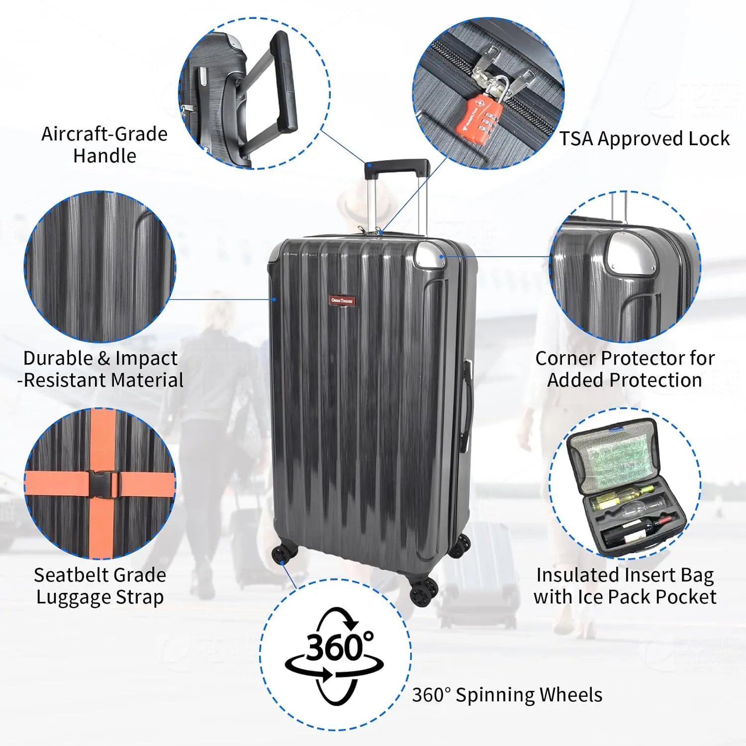 Wine Suitcase for Airplanes 12 Bottle,Wine Suitcase with TSA Lock,Insulated Insert Bag with Ice Pack Pocket,Luggage for Airplane Travel for Lover Professional Gift (Grey)