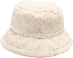 Winter Fluffy Fuzzy Bucket Hat Plush Furry Faux Fur Fisherman Hats Warm Hat for Women