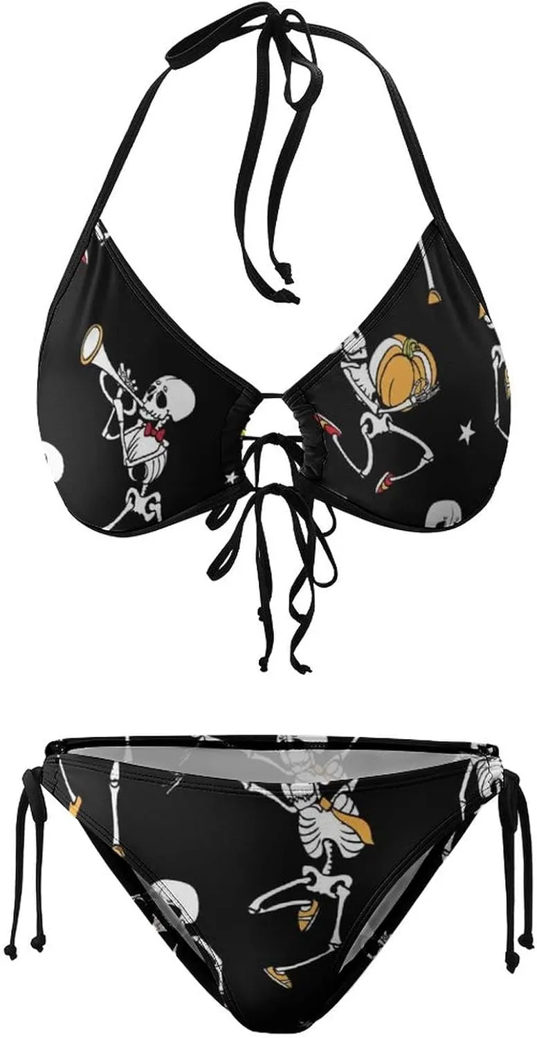 Women 2 PC Bikini Set Sexy Sling Halter String Swimsuit Beach Vacation S - XXL