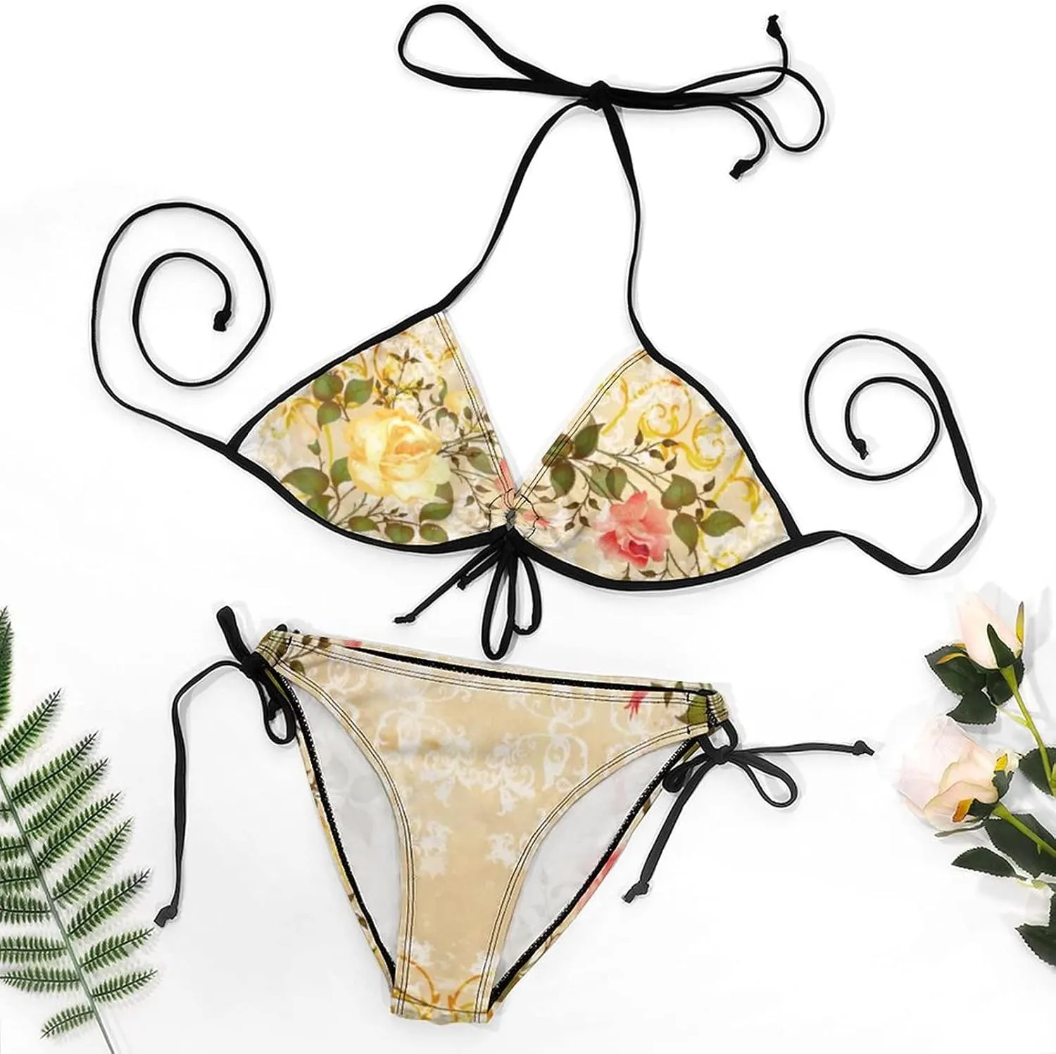 Women 2 PC Bikini Set Sexy Sling Halter String Swimsuit Beach Vacation S - XXL