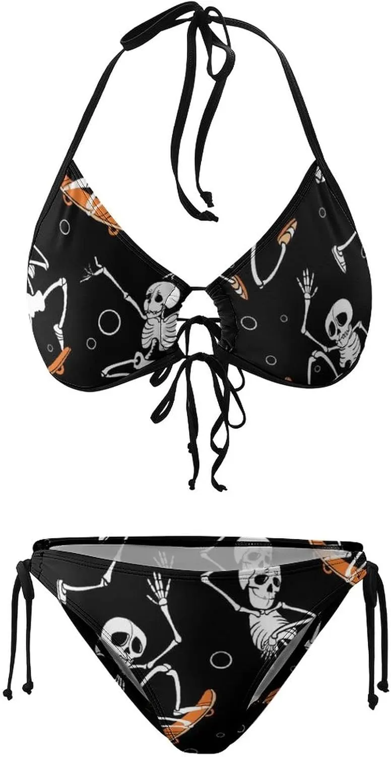 Women 2 PC Bikini Set Sexy Sling Halter String Swimsuit Beach Vacation S - XXL