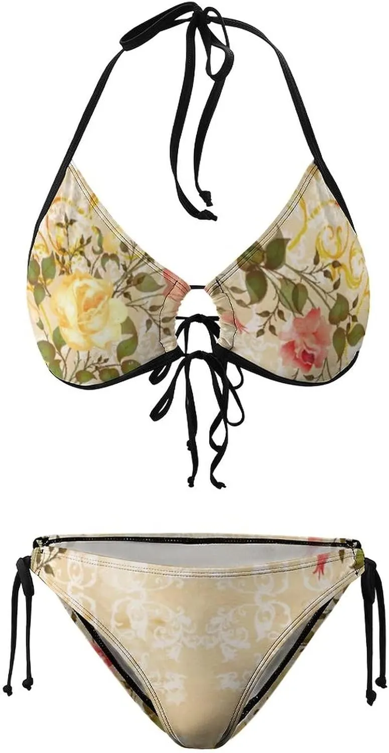 Women 2 PC Bikini Set Sexy Sling Halter String Swimsuit Beach Vacation S - XXL