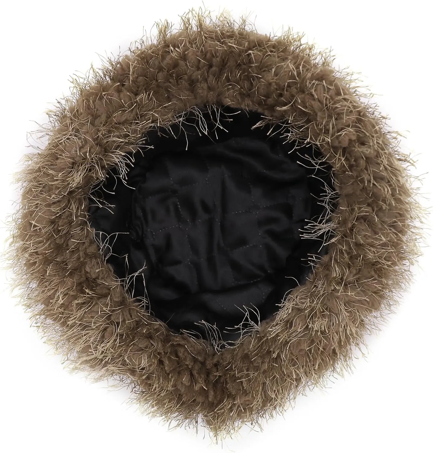 Women Fuzzy Bucket Hat Winter Warm Furry Faux Fur Hat Wide Brim Cute Fluffy Plush Outdoor Fisherman Caps