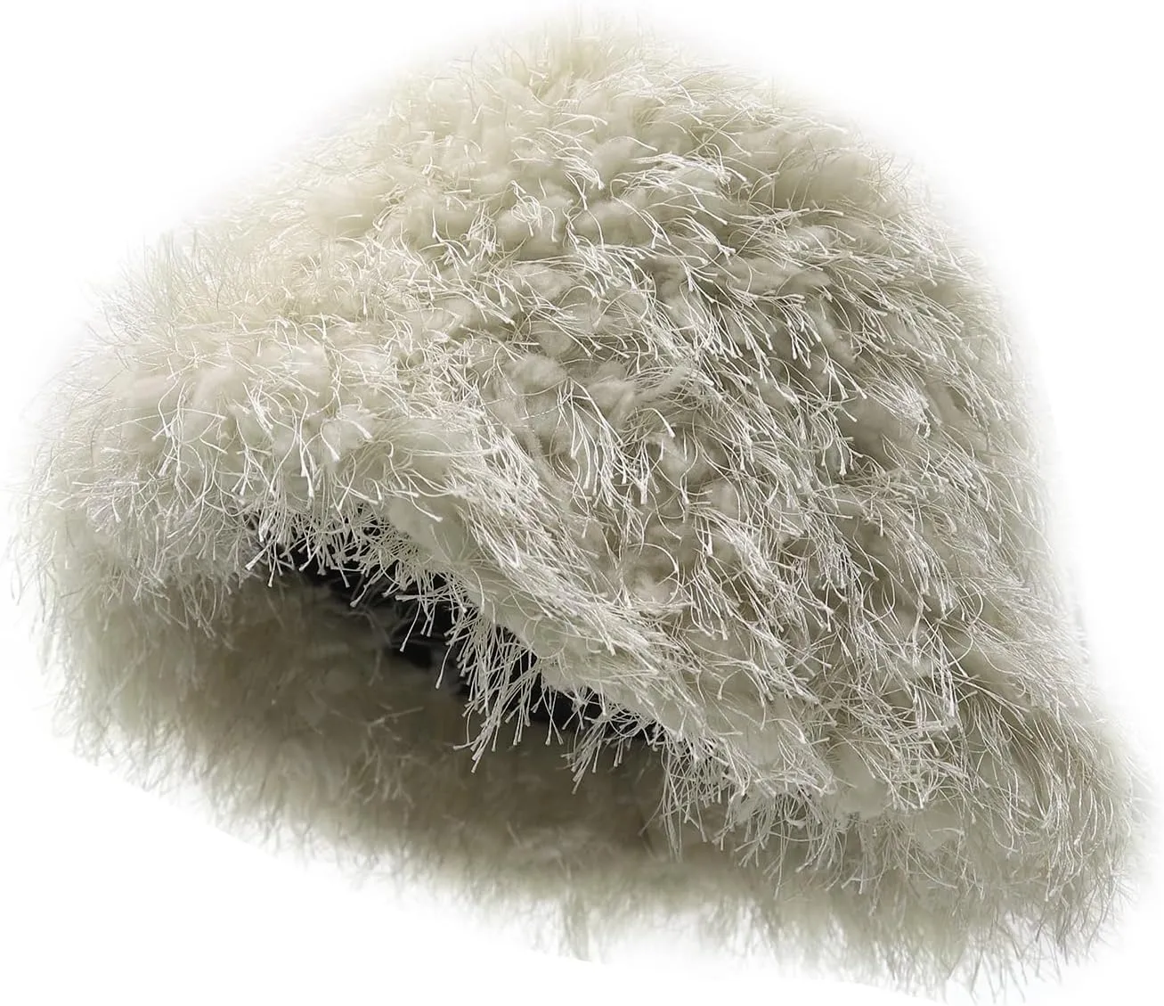 Women Fuzzy Bucket Hat Winter Warm Furry Faux Fur Hat Wide Brim Cute Fluffy Plush Outdoor Fisherman Caps