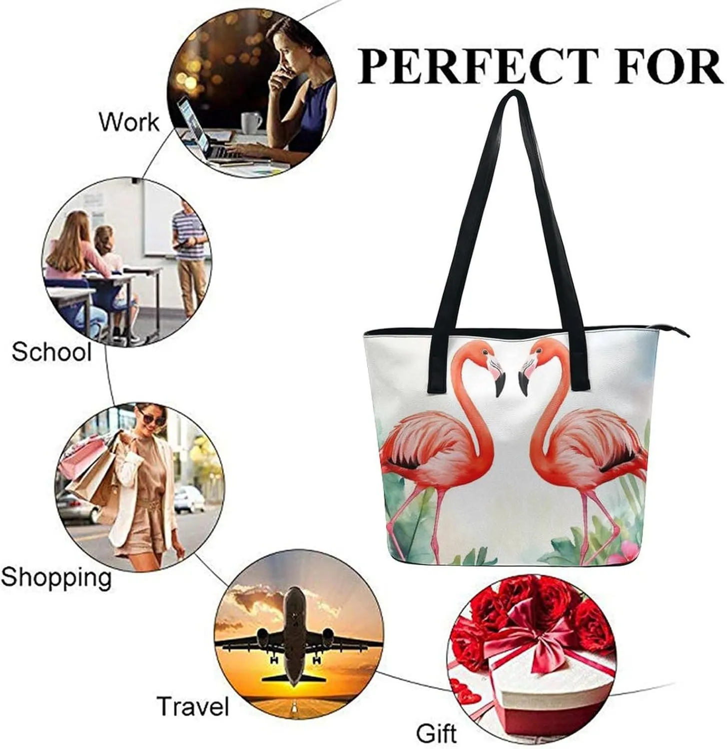 Women Tote Bags Casual Handbags PU Leather Shoulder Travel Bag