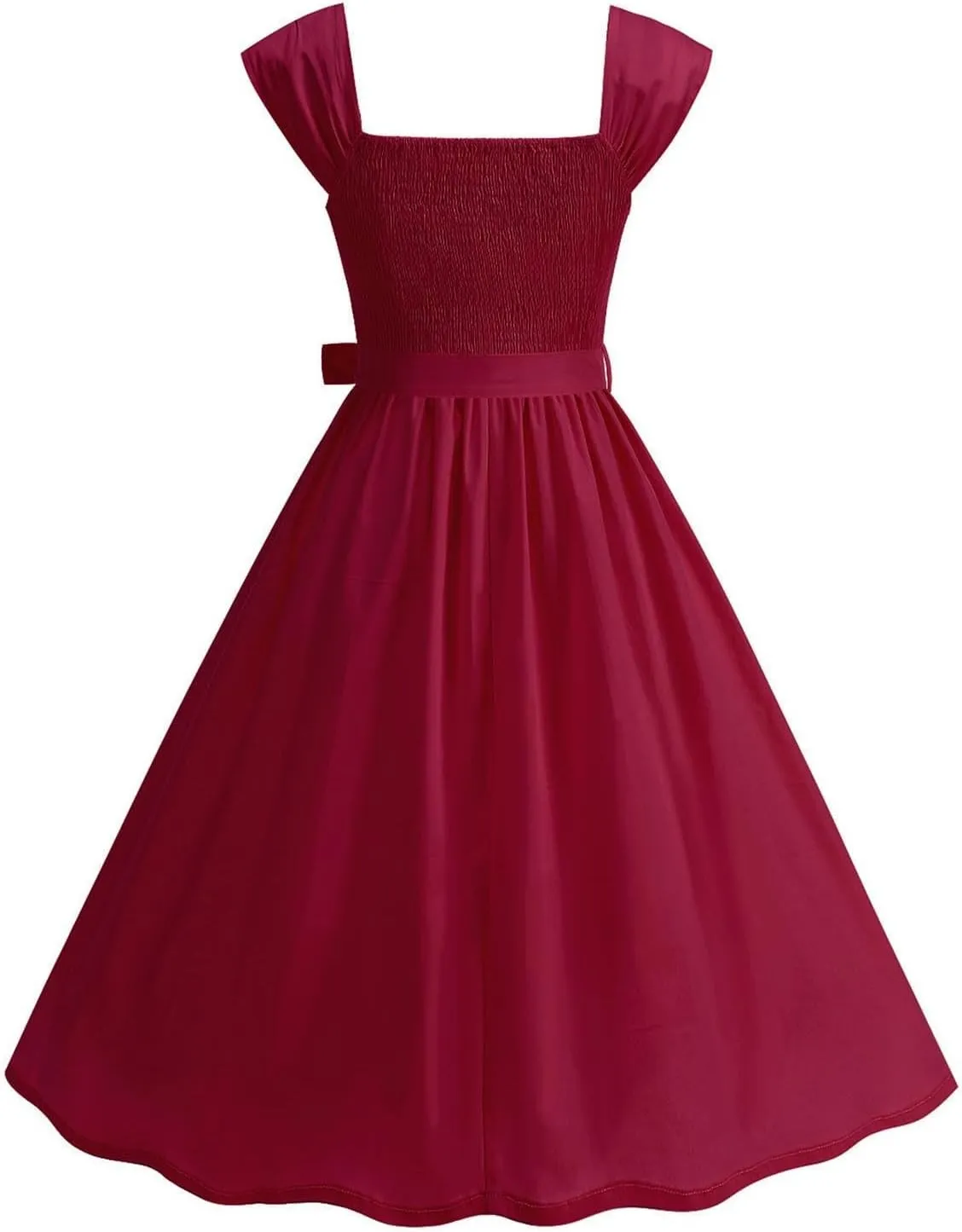 Women Vintage 1950s Rockabilly Audrey Dress Retro Sleeveless A-Line Homecoming Cocktail Party Swing Dresses with Belt