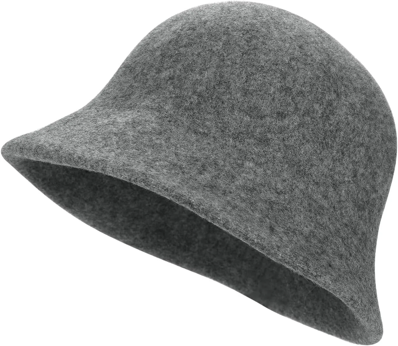 Women Winter Wool Felt Bucket Hat Vintage Warm Felt Cloche Bowler Hat with Brim