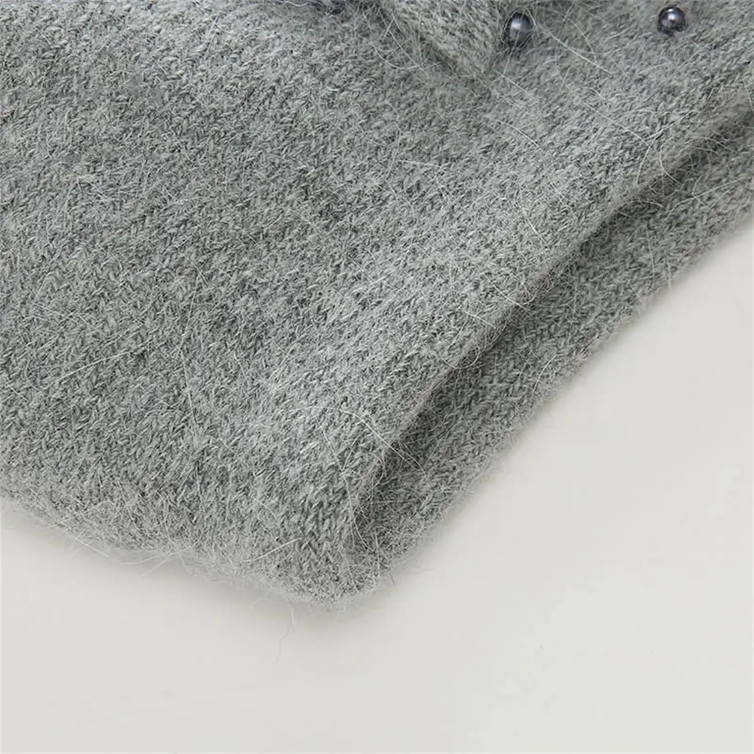 Women's Classic Flower Knit Beret Caps with Beads Winter Thick Warm Double Layers Beanie Hat Casual Slouchy Ski Snow Caps
