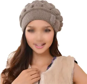 Women's Fashion Solid Color Braided Knit Hat Fall Winter Thermal Warm Double Layered Beanie Hat Ear Protect Cold Weather Hat
