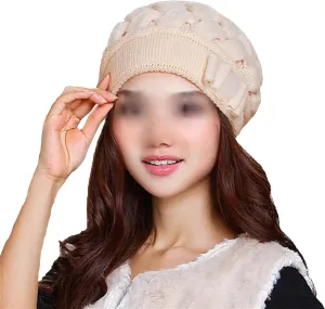 Women's Fashion Solid Color Braided Knit Hat Fall Winter Thermal Warm Double Layered Beanie Hat Ear Protect Cold Weather Hat