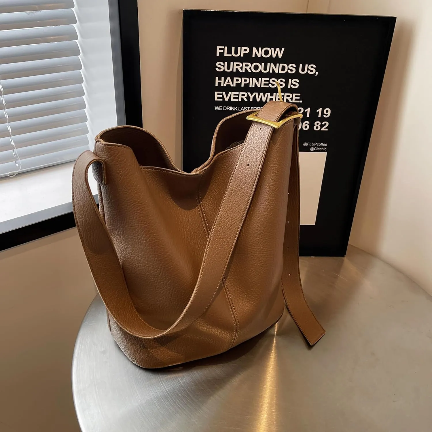 Women's Leather Hobo Shoulder Bag,Large capacity shoulder bag