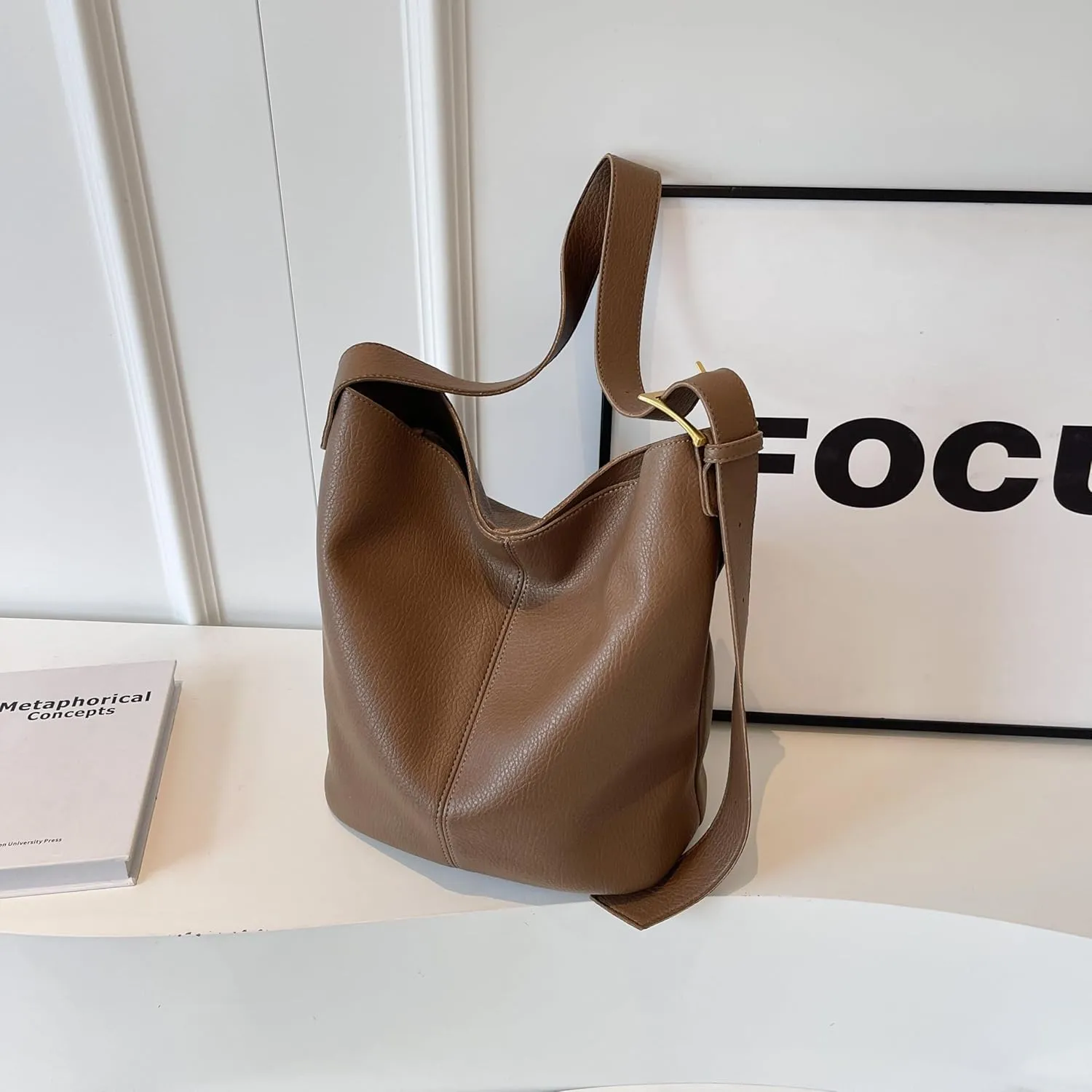 Women's Leather Hobo Shoulder Bag,Large capacity shoulder bag
