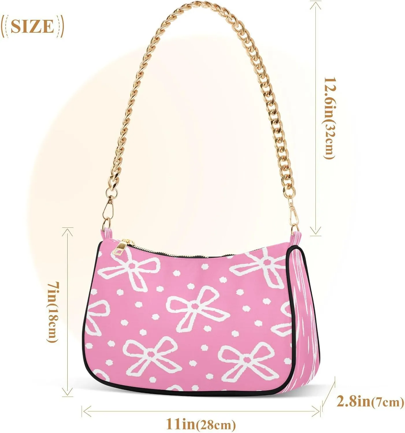 Womens Shoulder Bag for Women Girls Hobo Tote Handbag Gold Chain Crossbody Bag with Zipper Clutch Purse Handbags