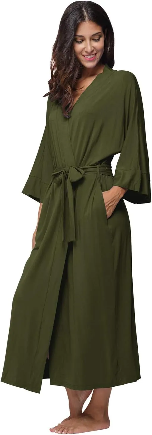 Women's Soft Robes Long Bath Robes Full Length Kimonos Sleepwear Dressing Gown,Solid Color