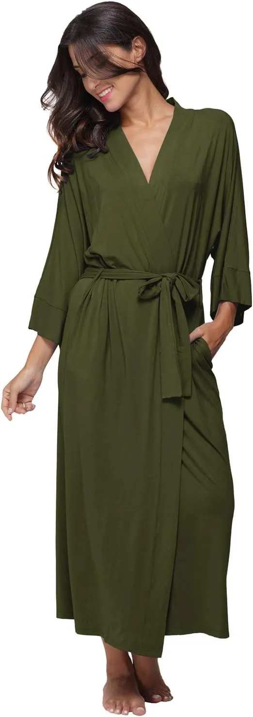 Women's Soft Robes Long Bath Robes Full Length Kimonos Sleepwear Dressing Gown,Solid Color