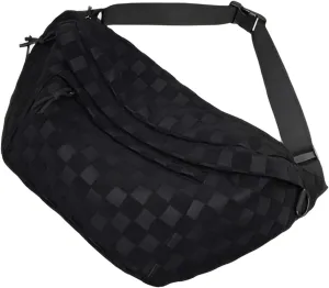 Women's Summer Fashionable Plaid Pattern Zipper Belt Bag,Women's Large Capacity Shoulder Messenger Bag Waist Bag (Black,L)