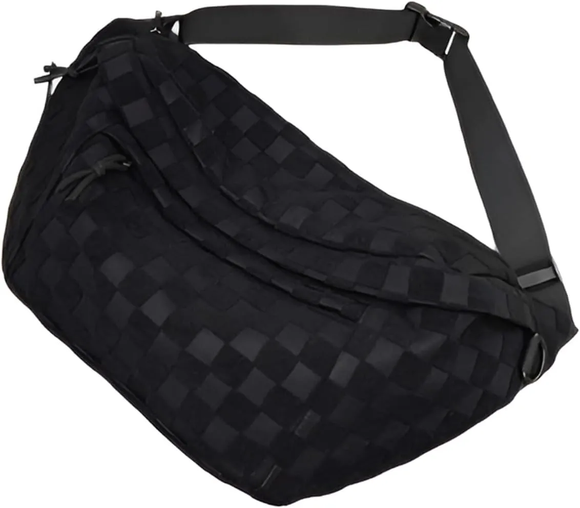Women's Summer Fashionable Plaid Pattern Zipper Belt Bag,Women's Large Capacity Shoulder Messenger Bag Waist Bag(Black)