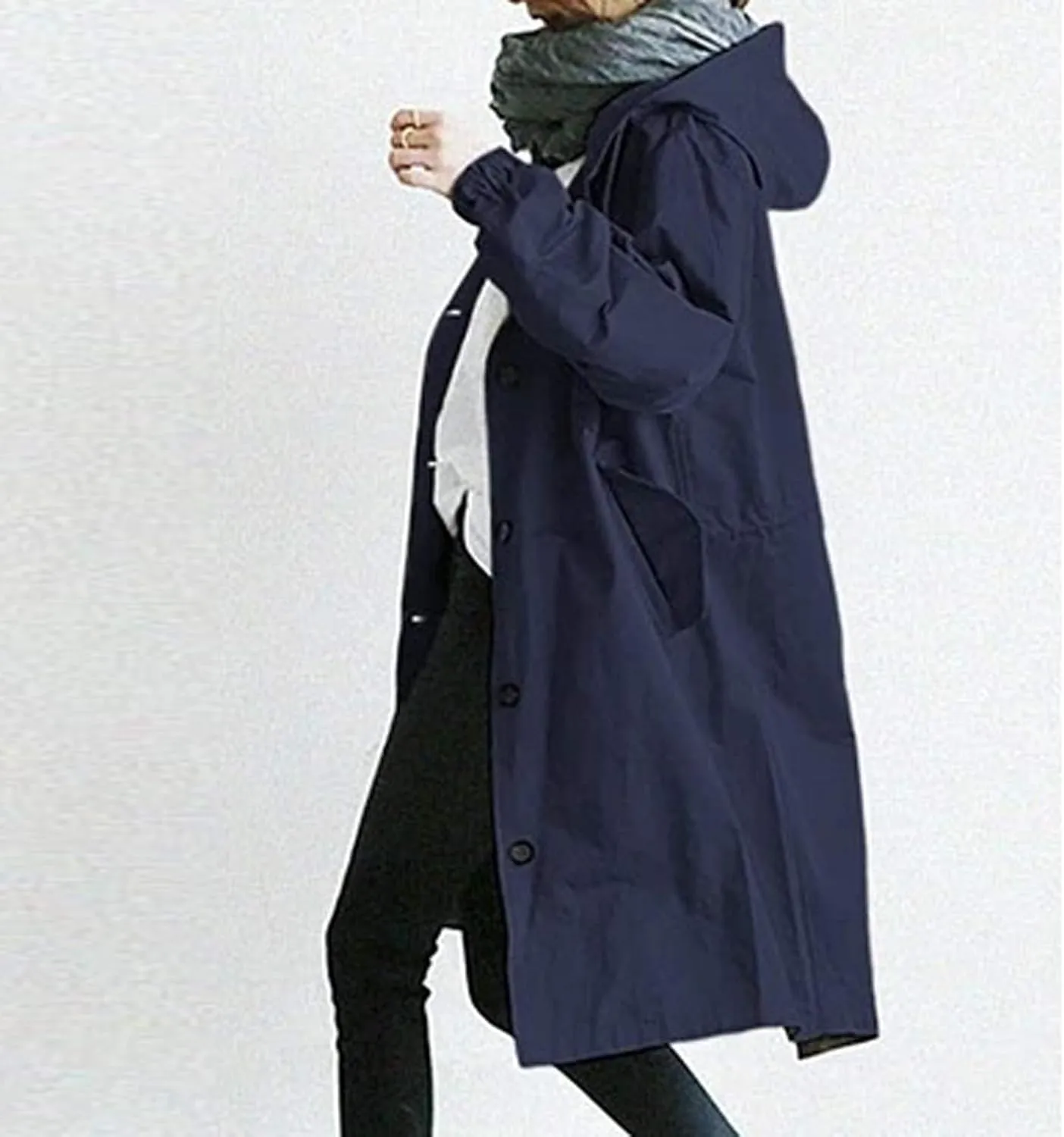 Womens Trench Coat Hooded Coat Outwear Womens Elegant Windbreaker Wild Winter Women'S Coat Waterproow Overcoat with