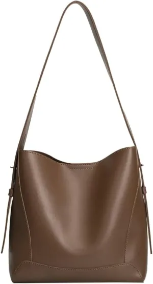 Women's Trendy Tote Bag Vegan Leather Shoulder Crossbody Purse Large Bucket Handbag Soft Top Handle Satchel