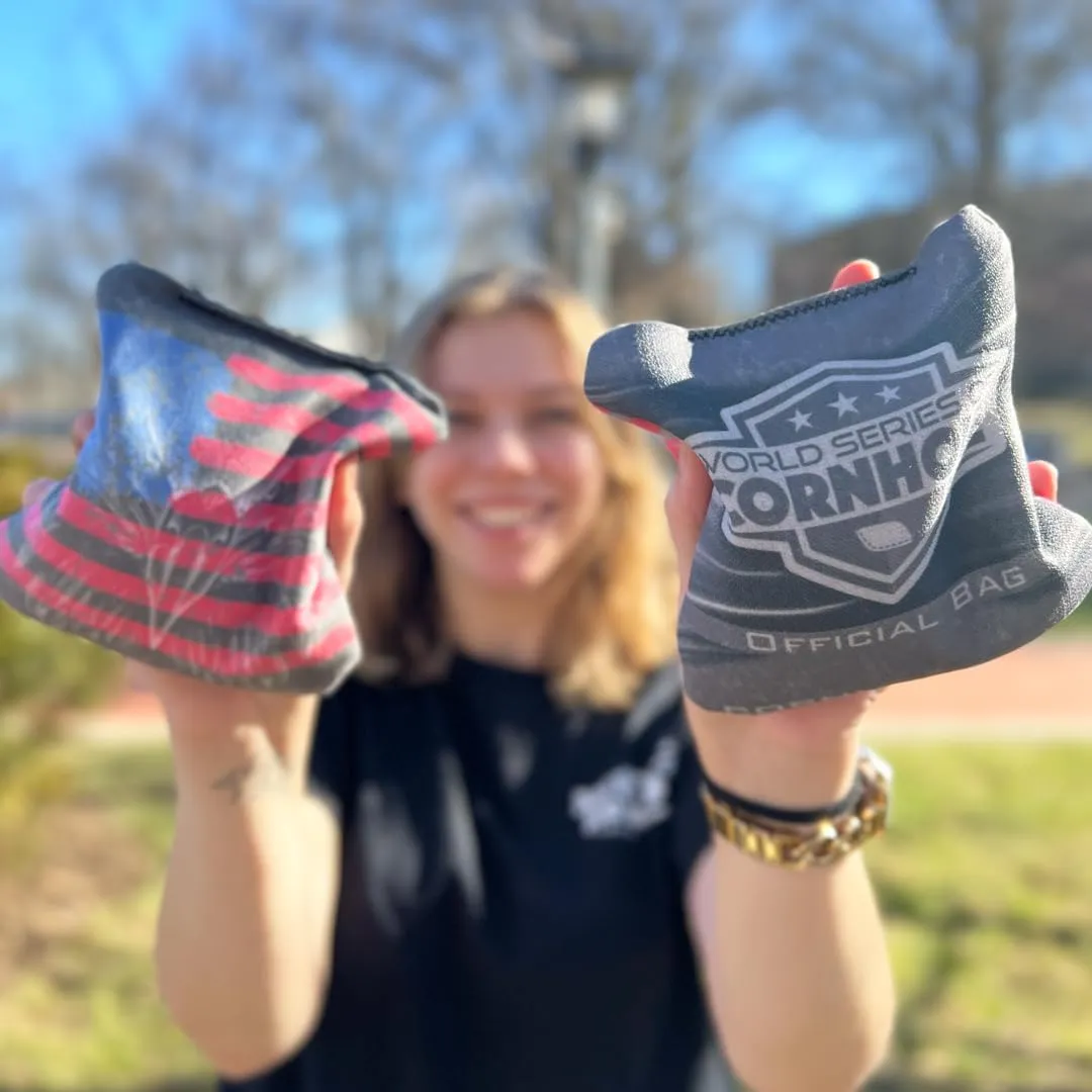 World Series of Cornhole Official Bags - Professional Corn Hole Bags - Dual Sided Bean Bags Pack of 4 - Fabrics Speeds (Front 2, Back 9)