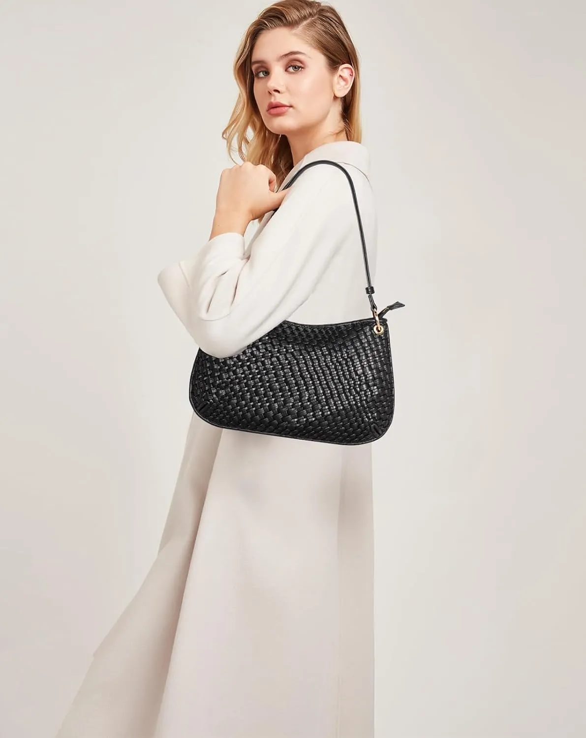 Woven Bag for Women, Small Hobo Purse, Fashion Shoulder Tote, PU Leather Handmade