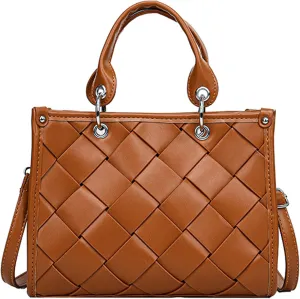 Woven Tote Bag for Women Vegan Leather Top Handle Summer Beach Purses and Handbags Handmade Shoulder Bag Crossbody