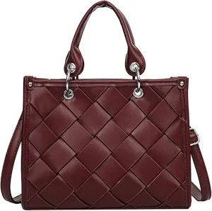 Woven Tote Bag for Women Vegan Leather Top Handle Summer Beach Purses and Handbags Handmade Shoulder Bag Crossbody