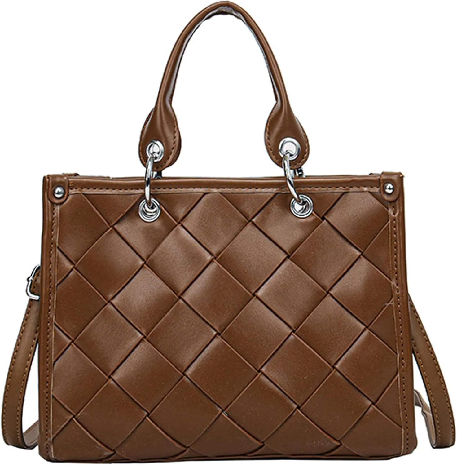 Woven Tote Bag for Women Vegan Leather Top Handle Summer Beach Purses and Handbags Handmade Shoulder Bag Crossbody
