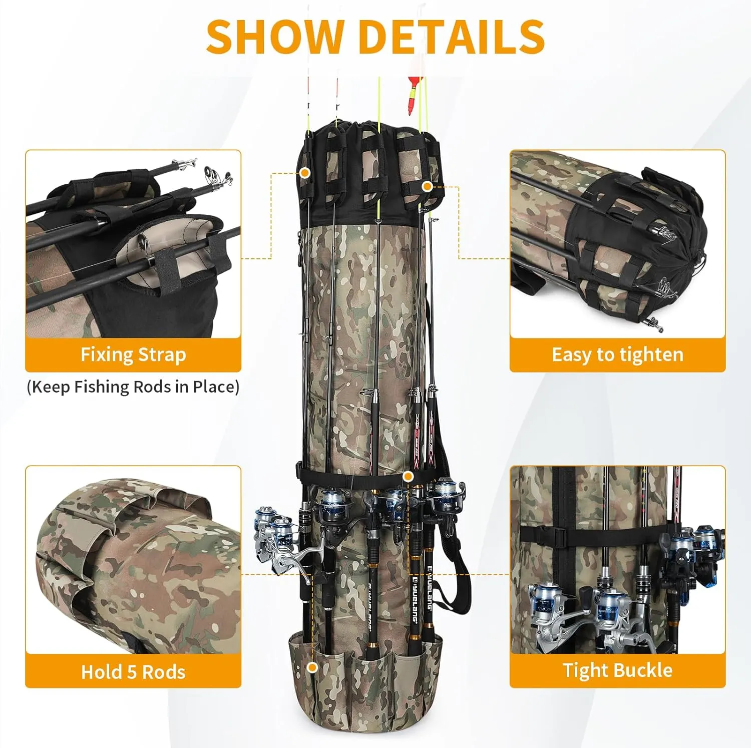 Wowelife Fishing Rod Carrier - Pole Bag Reel Organizer Case Storage for Gear, Travel - Gifts for Men, Family