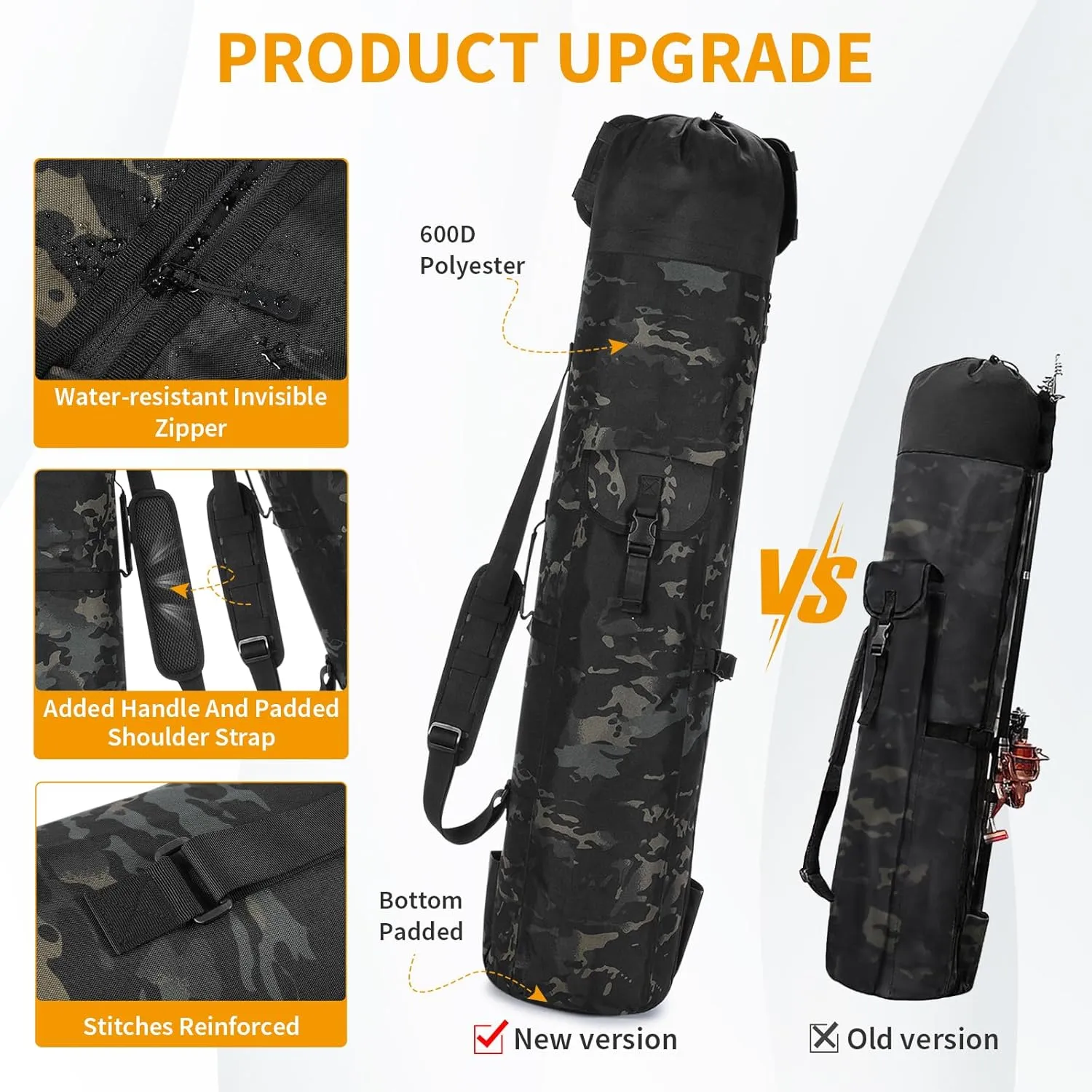 Wowelife Fishing Rod Carrier - Pole Bag Reel Organizer Case Storage for Gear, Travel - Gifts for Men, Family