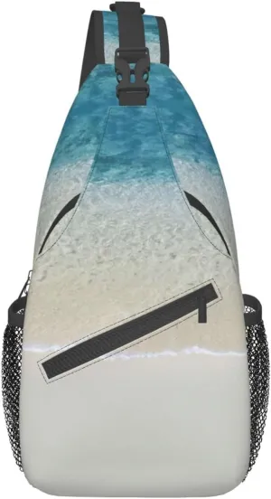 WURTON Beach Clear Sea Sand Print Crossbody Sling Backpack Sling Bag Travel Hiking Chest Bag Daypack