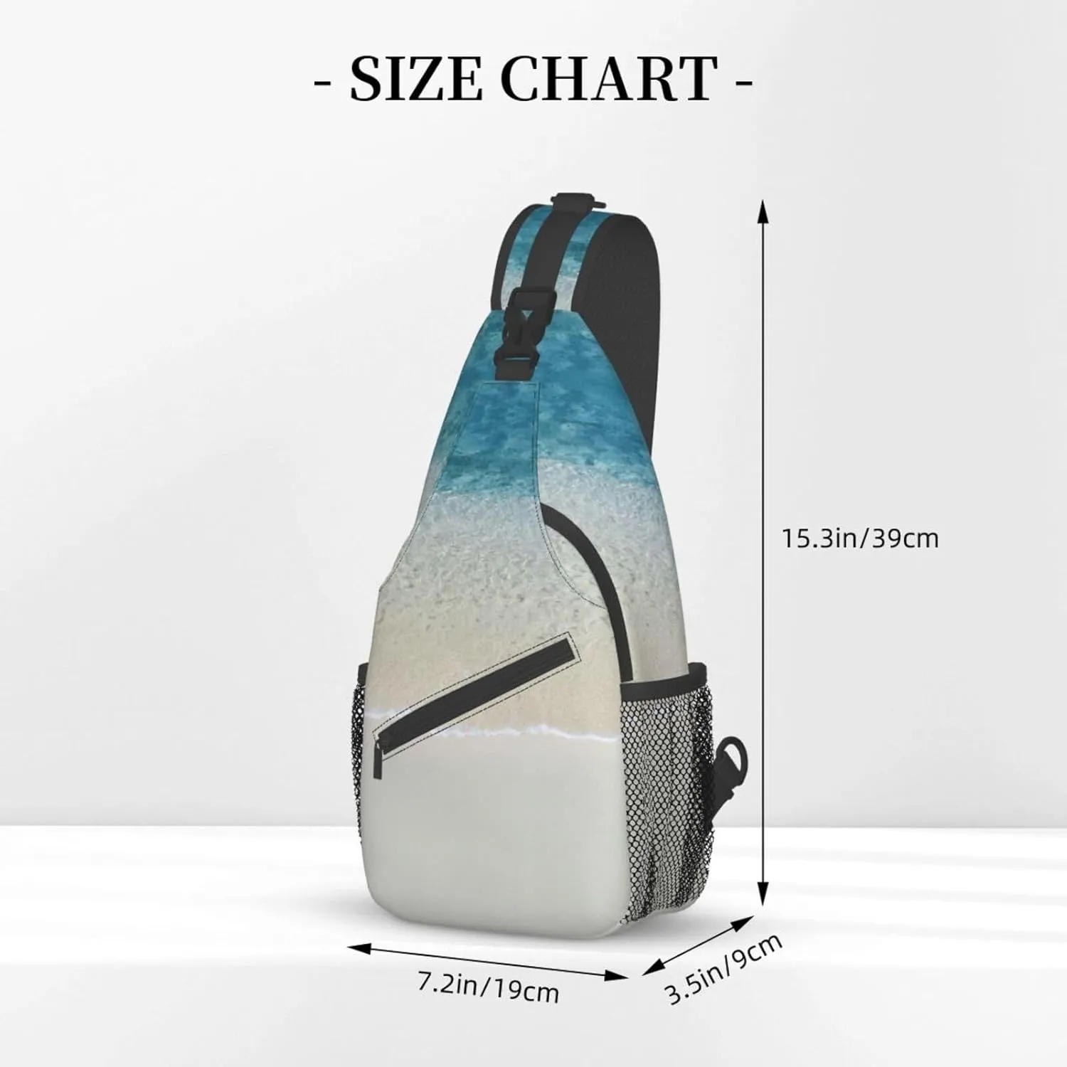WURTON Beach Clear Sea Sand Print Crossbody Sling Backpack Sling Bag Travel Hiking Chest Bag Daypack
