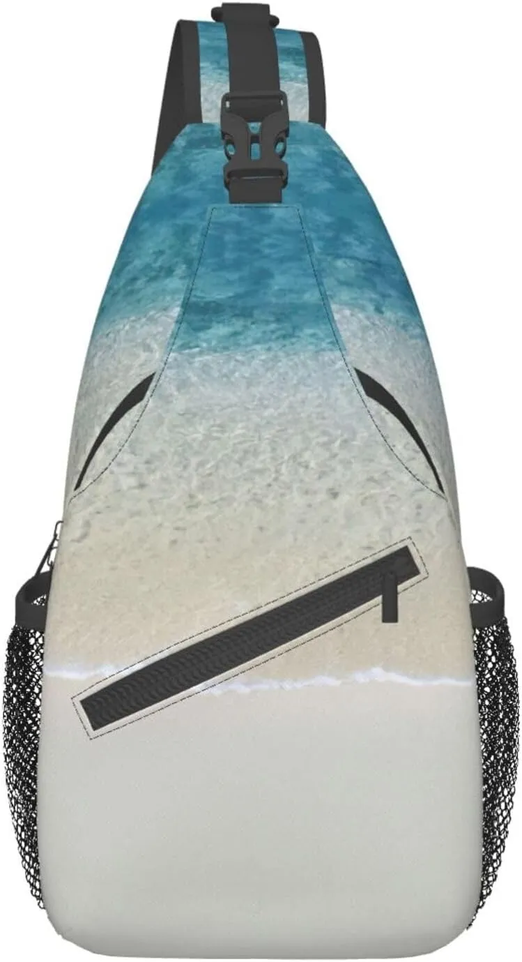 WURTON Beach Clear Sea Sand Print Crossbody Sling Backpack Sling Bag Travel Hiking Chest Bag Daypack