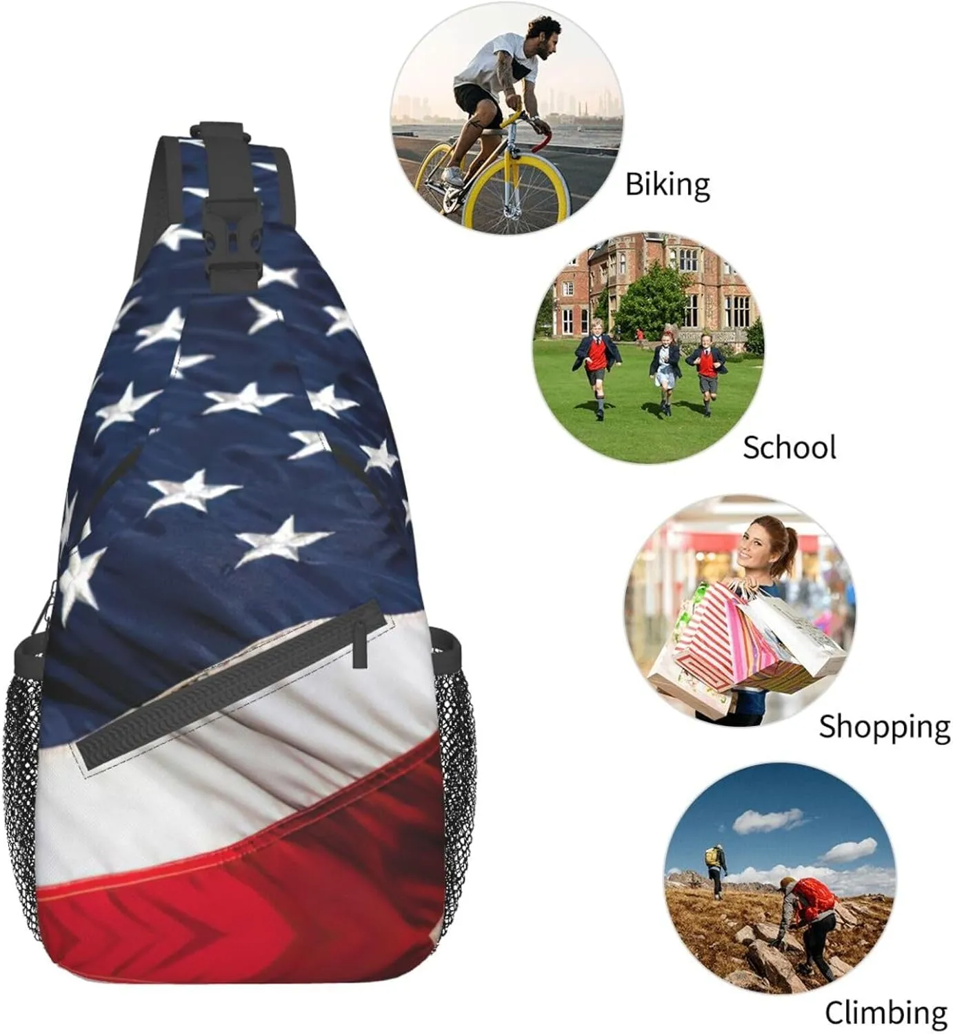 WURTON Beach Clear Sea Sand Print Crossbody Sling Backpack Sling Bag Travel Hiking Chest Bag Daypack