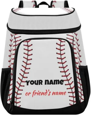 xigua Sport Stripe Baseball Cooler Backpack Leakproof Large Capacity Insulated Backpack Cooler Bag Lunch Bag for Work/Hiking/Camping/Beach/Fishing