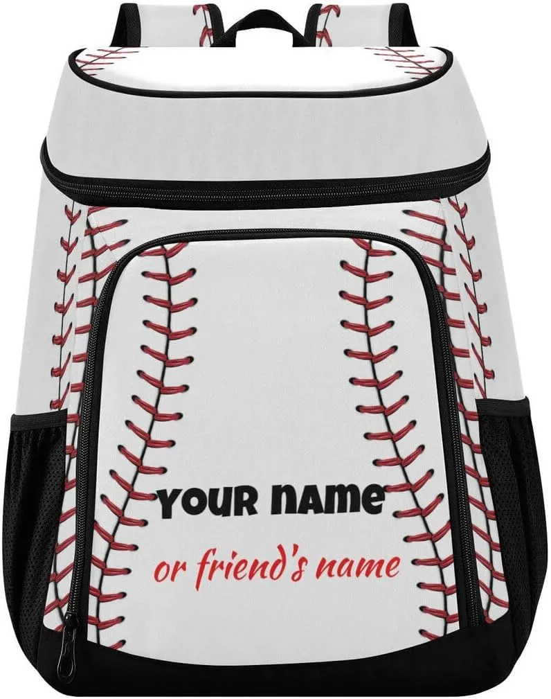 xigua Sport Stripe Baseball Cooler Backpack Leakproof Large Capacity Insulated Backpack Cooler Bag Lunch Bag for Work/Hiking/Camping/Beach/Fishing