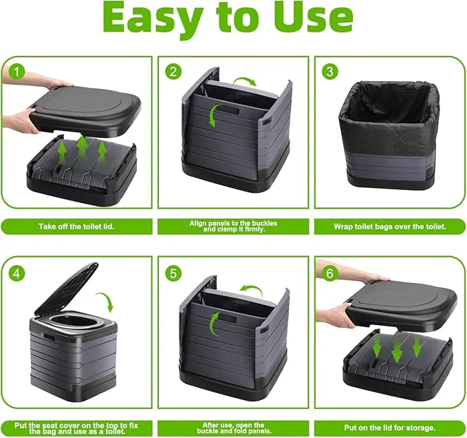 XXL Portable Toilet for Adults,16'' Camping Toilet with Lid, Camp Toilet with Handbag, Travel Potty for Camping, Hiking, RoadTrip, Car, Tent, Truck Drivers