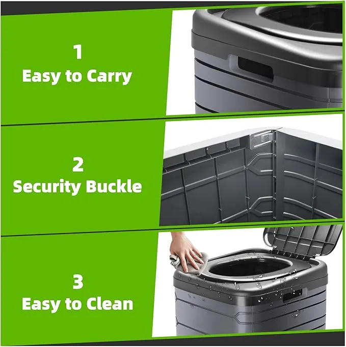 XXL Portable Toilet for Adults,16'' Camping Toilet with Lid, Camp Toilet with Handbag, Travel Potty for Camping, Hiking, RoadTrip, Car, Tent, Truck Drivers