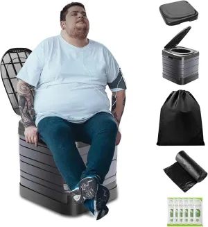 XXL Portable Toilet for Adults,16'' Camping Toilet with Lid, Camp Toilet with Handbag, Travel Potty for Camping, Hiking, RoadTrip, Car, Tent, Truck Drivers