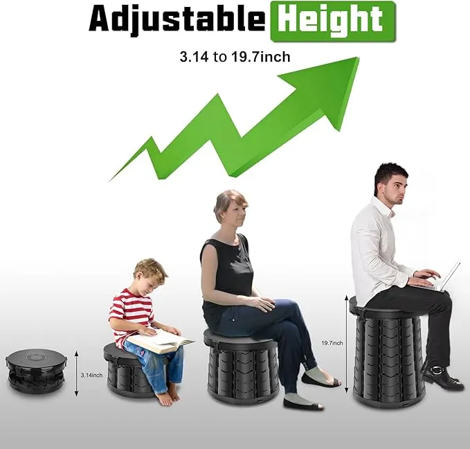 XXL Retractable Portable Toilet,19.7'' Portable Potty for Adults Kids, Camping Toilet with Lid, Travel Toilet Portable Potty for Camping, Hiking, RoadTrip, Car, Tent, Truck Drivers